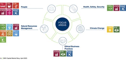 Übersicht der Schwerpunktbereiche inklusive der dazugehörenden SDGs zeigt (Foto)