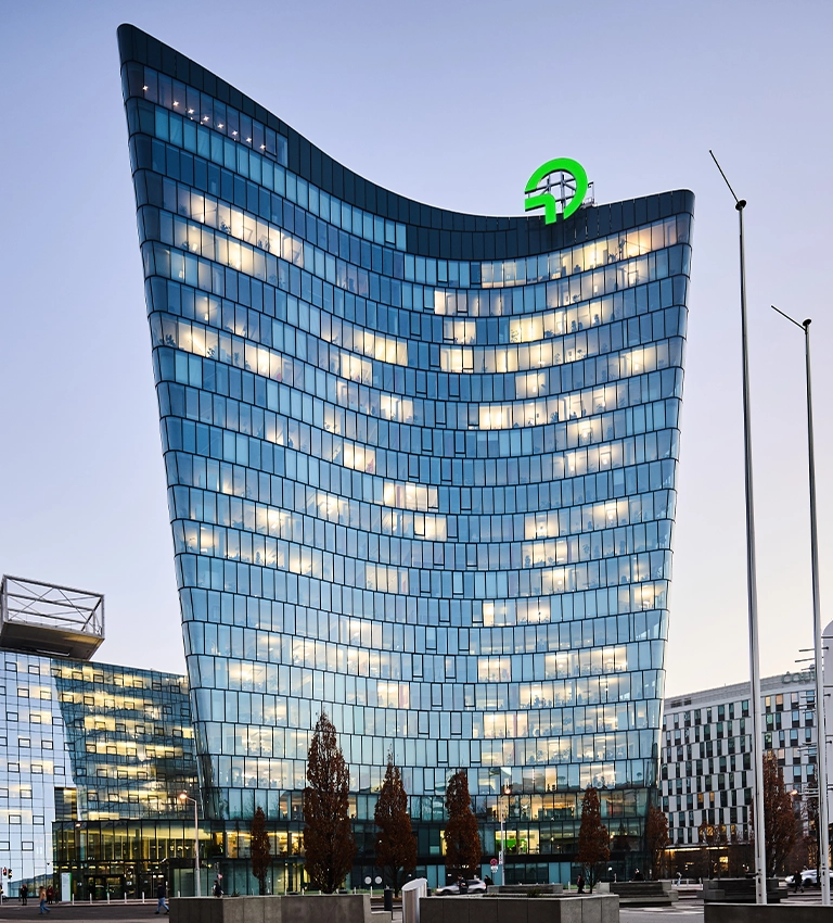 The OMV headquaters with the new logo (photo)