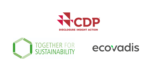 Logos of CDP, Together for Sustainability, and ecovadis (photo)